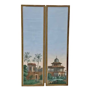 Pair of Framed Zubar Wallpaper Panels