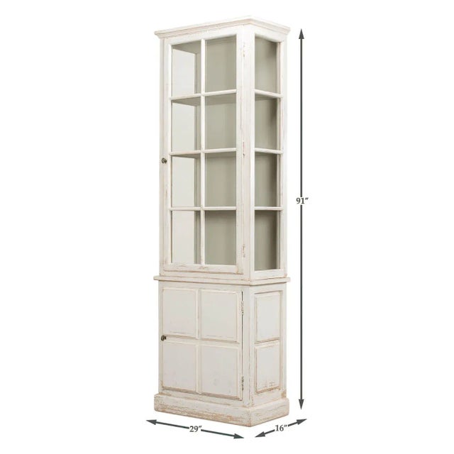 Rustic Antiqued White Rustic Bookcase For Sale - Image 3 of 10