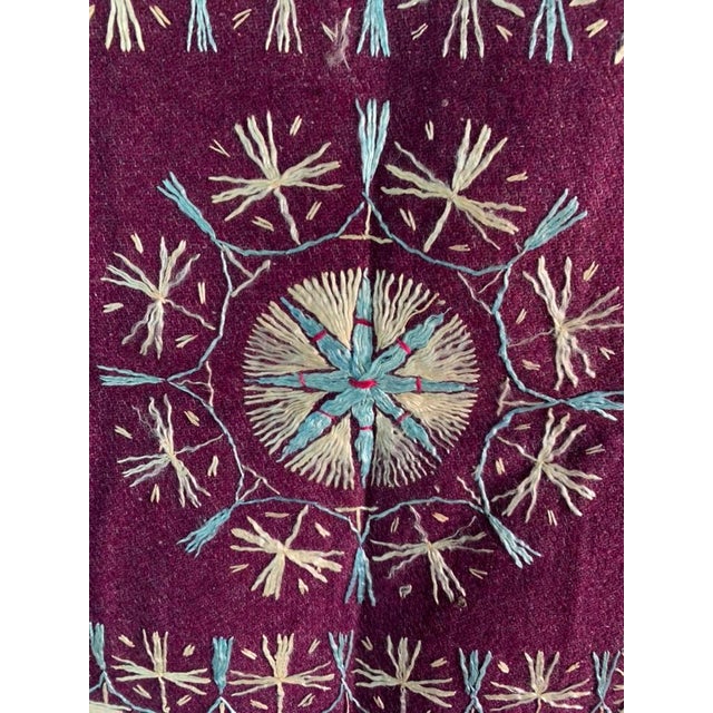 Vintage Indian Embroidered Wool Textile Wall Art – 32” X 31” For Sale - Image 12 of 13