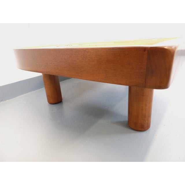 Comma-Shaped Coffee Table with Shell Motifs in Wood and Vallauris Ceramic from Barrois, 1960s-1970s For Sale - Image 6 of 18