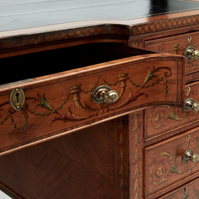 Antique English Adams Style Leather Top Desk For Sale In West Palm - Image 6 of 13