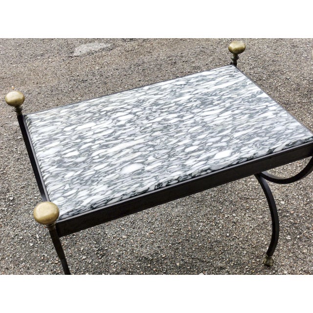 Coffee Table in Wrought Iron & Marble Top, Italy, 1980s For Sale - Image 6 of 8