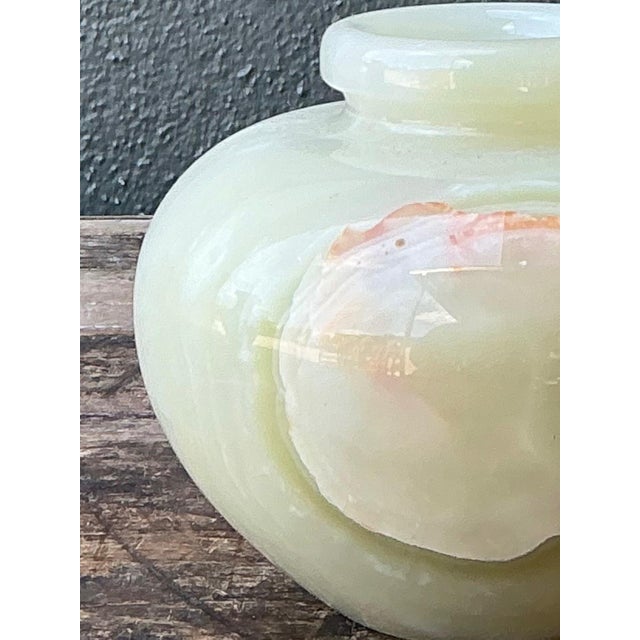 Light Yellow Vintage Stone Onyx Vase For Sale - Image 8 of 18