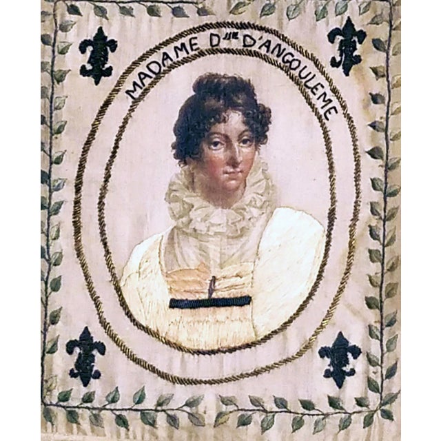 Traditional French Royal Silkwork Portrait of Marie Thérèse of France, Duchesse D’Angoulême, Daughter of Marie Antoinette France, Circa 1814–1824 For Sale - Image 3 of 7