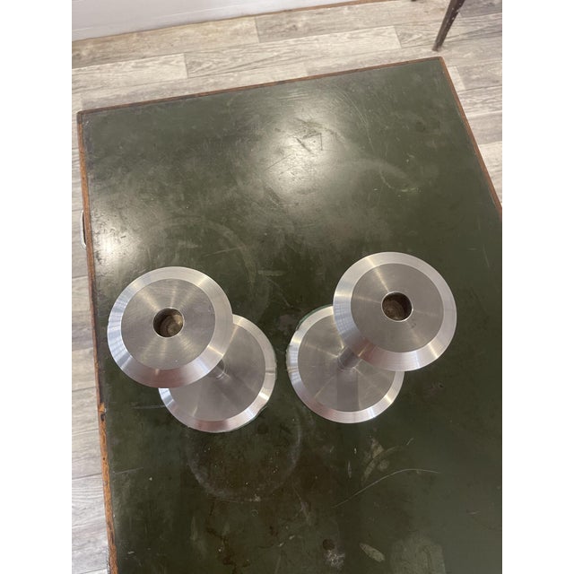 Vintage Candleholders in Stainless Steel, Set of 2 For Sale - Image 4 of 6