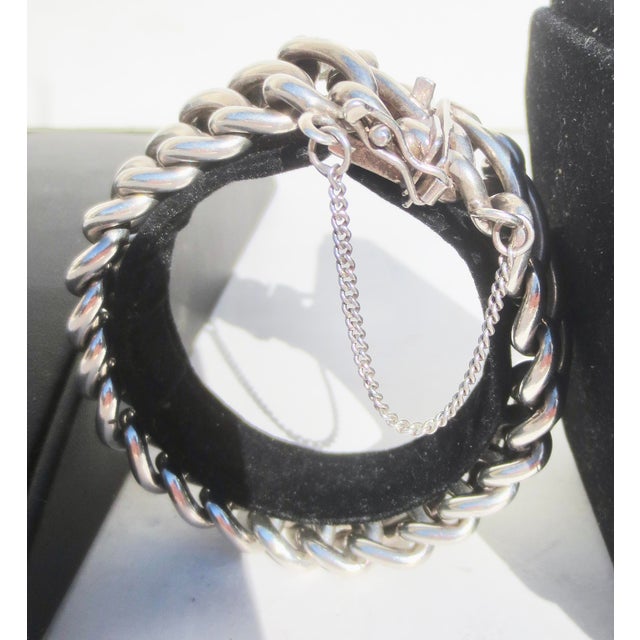 Modern Silver Heavy Chain Link Bracelet DWT 78.7 For Sale - Image 3 of 3