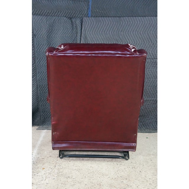 1975 Lane Furniture Burgundy Red Oxblood Leather Nailhead Reclining Armchair For Sale - Image 15 of 18