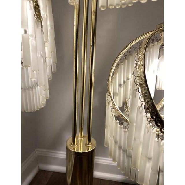 Brass 1970s/80s Art Deco Revival Brass and Glass Rods Floor Table Lamp For Sale - Image 8 of 11