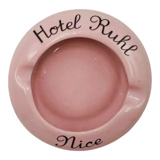 Vintage 5-Star Hotel Ruhl Nice Ashtray France Pink Ceramic Catchall Dish For Sale