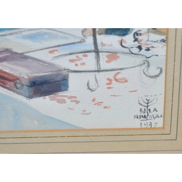 "At The Flea Market" Watercolor Painting c.1997 For Sale - Image 4 of 8