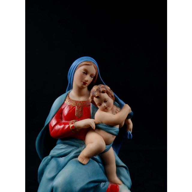 Ceramic Ceramic Virgin and Child Statuette, 1980s For Sale - Image 7 of 12