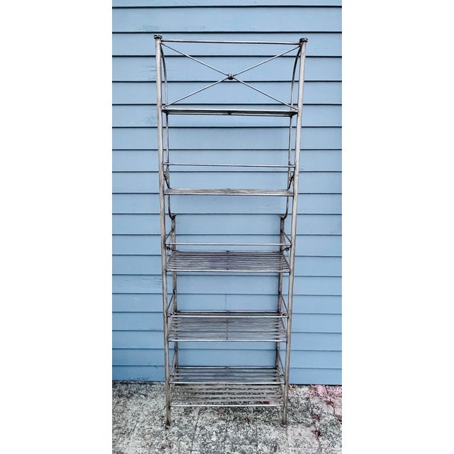 Late 20th Century Inspired Vintage Wrought Iron Bakers Rack