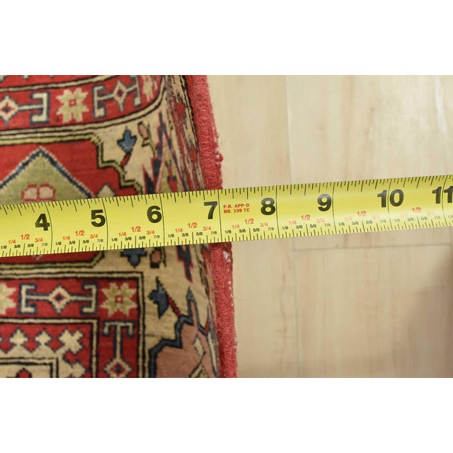 Kazak Rug 8'4'' X 11'3'' Red Wool Tribal Hand-Knotted Oriental Carpet For Sale - Image 11 of 12