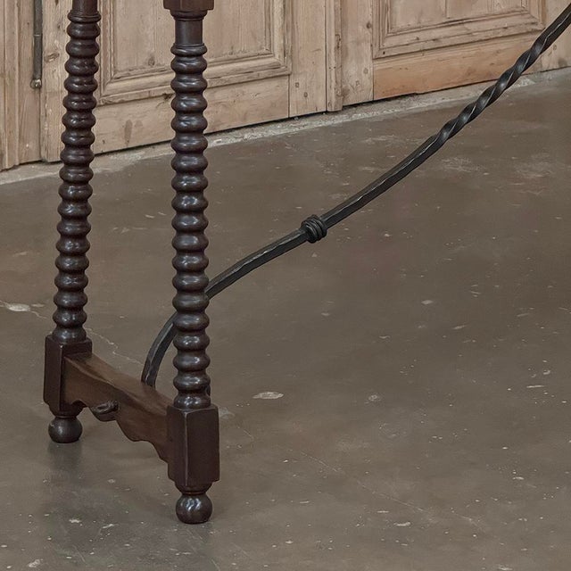 19th Century Spanish Walnut Console ~ Sofa Table With Wrought Iron For Sale - Image 15 of 18