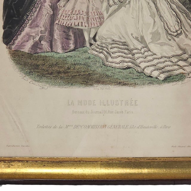 Printmaking Materials Antique 1862-1863 La Mode Illustree French Fashion Prints "15" For Sale - Image 7 of 9