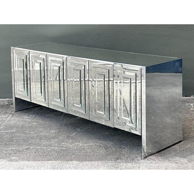 Late 20th Century Vintage Boho Ello Six Door Stack Mirror Credenza For Sale - Image 5 of 10