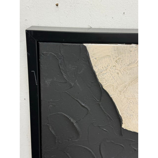 Abstract Textural Artwork of Tan + Metallic Silver, Framed For Sale - Image 11 of 12
