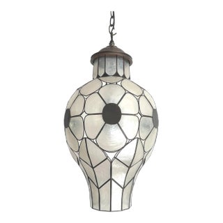 Feldman Capiz Shell Floral Pendant Light, 1960s For Sale