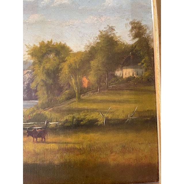 Antique 1874 Landscape Pastoral Oil Painting L. Davis For Sale - Image 4 of 8