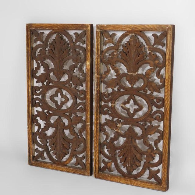 Art Nouveau Vintage Carved Wood Architectural Grates 20thC For Sale - Image 3 of 8