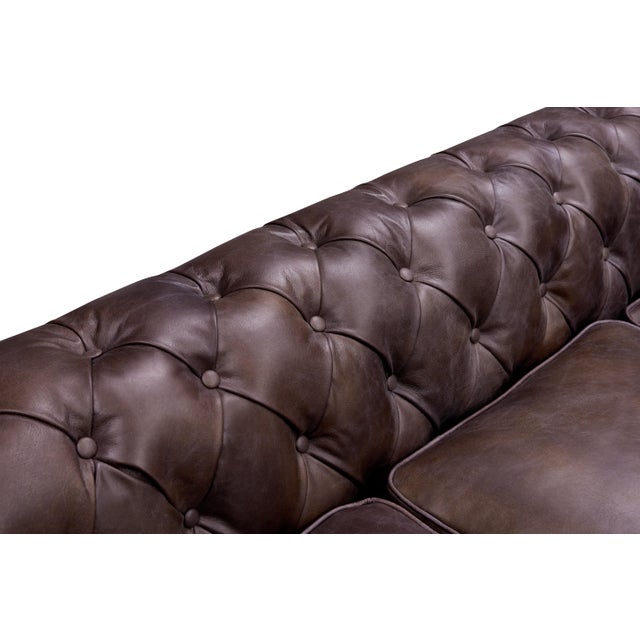 Animal Skin Century Chesterfield Sofa - Dark Brown Leather For Sale - Image 7 of 10