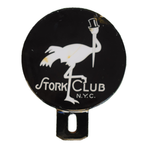 The Stork Club Enamel License Plate Topper/ Grill Badge