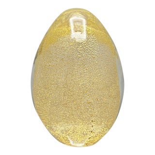 Vintage Murano Italy Gold Aventurine Art Glass Paperweight For Sale