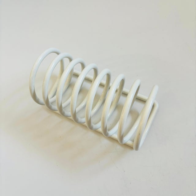 Mid-Century Modern Vintage White Metal Coil Letter Holder For Sale - Image 3 of 9