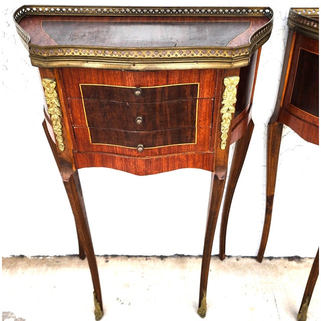 Mid 20th Century French Louis XV Bedside Tables Nightstands a Pair For Sale - Image 5 of 15