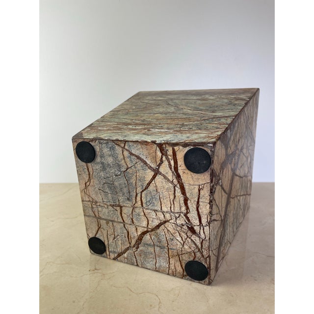 Brown Late 20th Century Post Modern Rainforest Marble Tapered Waste Basket For Sale - Image 8 of 10