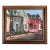 Vintage 1940’s Original Oil Painting of a Street Scene With Black Dog For Sale