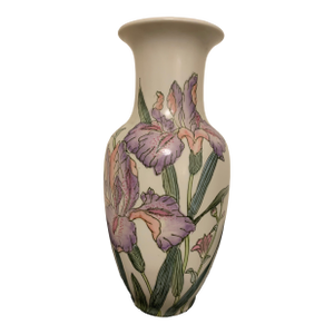 Vintage Mid 20th Century Ceramic Hand Painted Marked Iris Vase