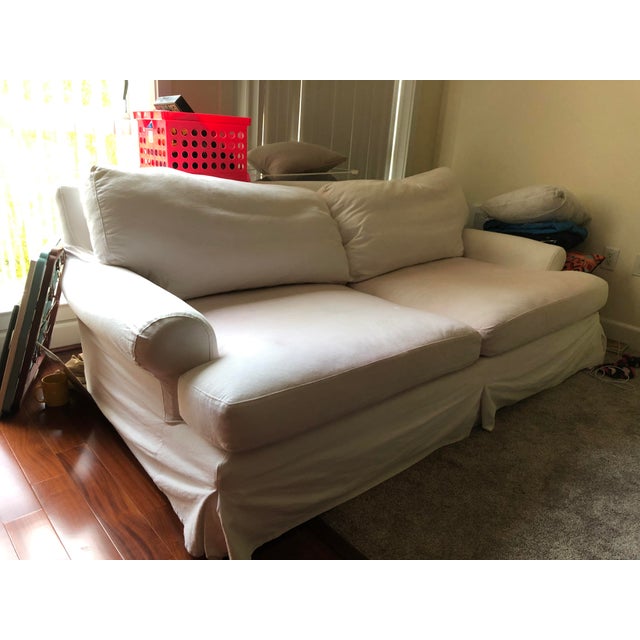 Crate and Barrel White Slipcover Cotton Sofa Chairish
