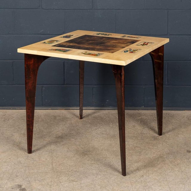 1960s Italian Dining or Games Table and Chairs with Playing Cards Motif by Aldo Tura, 1960s, Set of 5 For Sale - Image 5 of 18