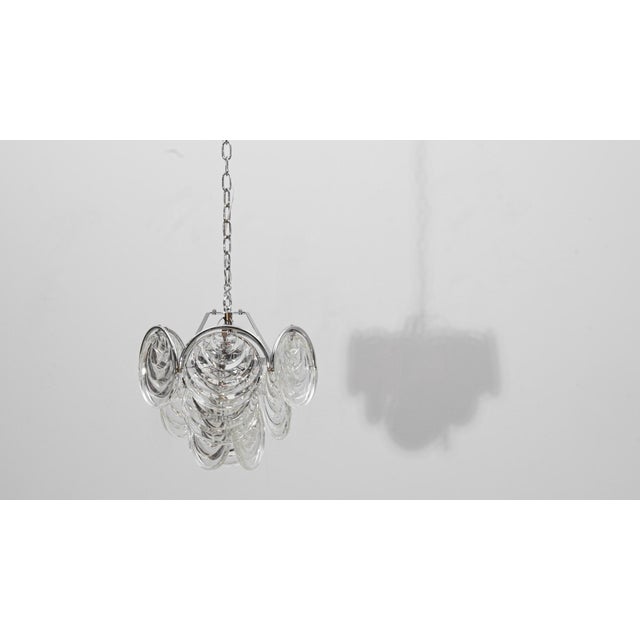 Mid 20th Century 20th Century Italian Mid-Century Murano Style Glass Disc Chandelier For Sale - Image 5 of 18