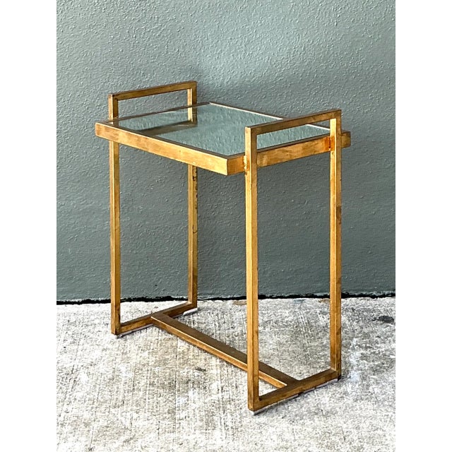 Vintage Metal and Mirrored Glass Side Table For Sale - Image 4 of 12