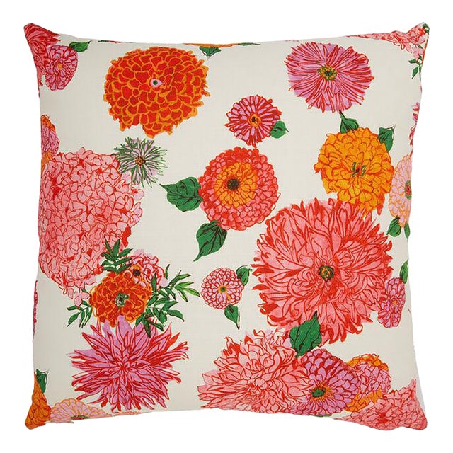 Bright Blooms in Cotton Cushion For Sale
