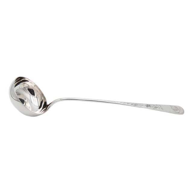 Silver Soup Ladle with Engraved Floral Motifs For Sale