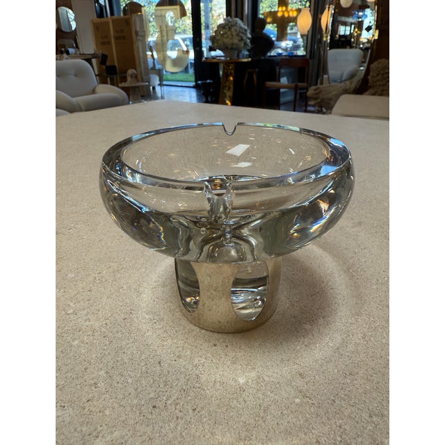 Glass Ashtray With Metal-Clad Base For Sale - Image 4 of 6