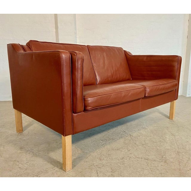 Mid-Century Danish Cognac Leather 2-Seater Sofa from Mogens Hansen For Sale - Image 12 of 18