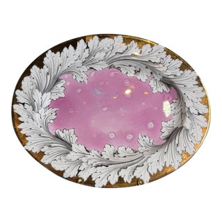 Vintage Fornasetti Style Pink Splash Luster Platter For Sale