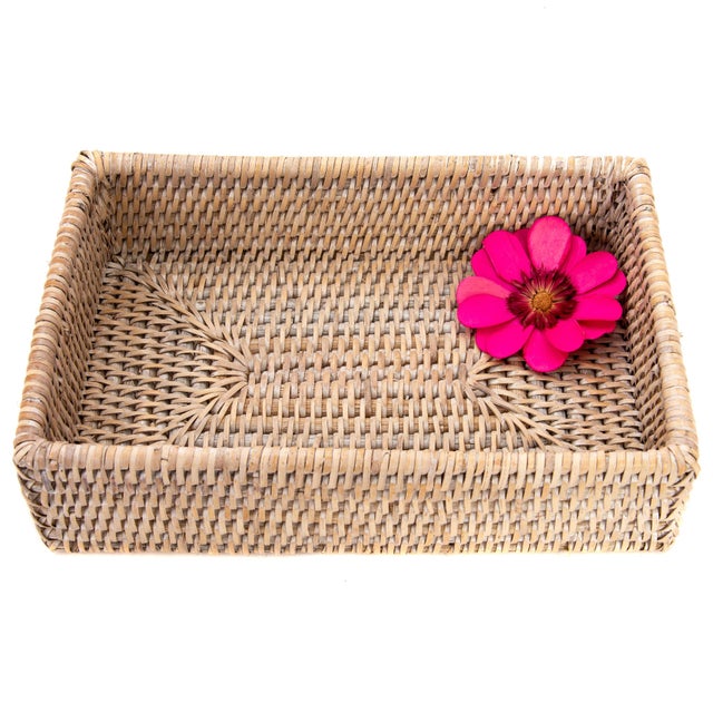 Boho Chic Artifacts White Rattan Napkin Holder For Sale - Image 4 of 4