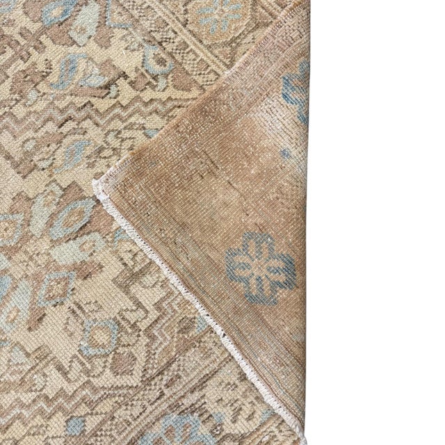 Traditional Antique Rug 4x6 | Faded Beige, Brown & Light Blue With Three Soft Medallions For Sale - Image 3 of 4