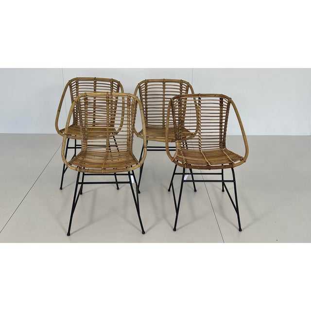 Mid-Century Modern Vintage Wicker Rattan Chair, 1960s For Sale - Image 3 of 10