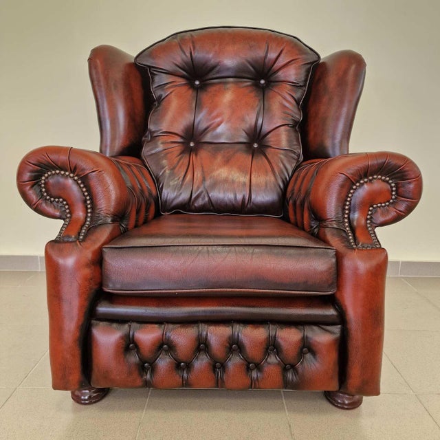 Chesterfield Leather Living Room Set, 1970s, Set of 4 For Sale - Image 10 of 18