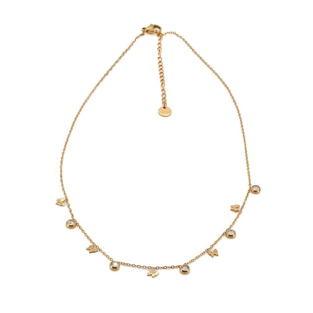 Contemporary Hope Butterfly Gold & Diamond Necklace For Sale - Image 3 of 9