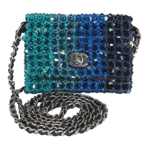 Blue Ombre Beaded Micro Clutch On Chain