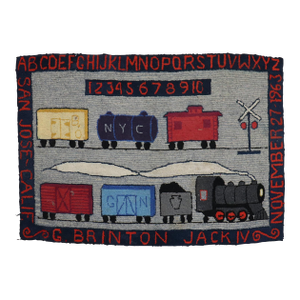 20th Century Zabihi Collection Choo Choo Train American Hooked Pictorial Rug