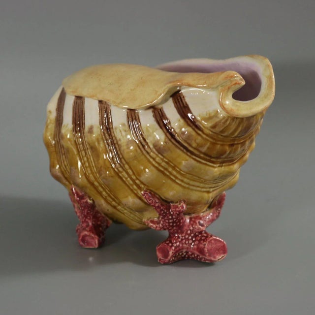 19th Century Victorian Minton Majolica Shell Spoon Warmer For Sale - Image 5 of 13