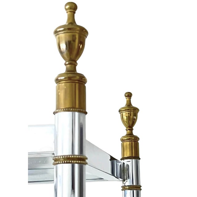 Maison Jansen 1970s Neoclassical Chrome and Brass Étagère With Glass Shelves, Maison Jansen Style For Sale - Image 4 of 8
